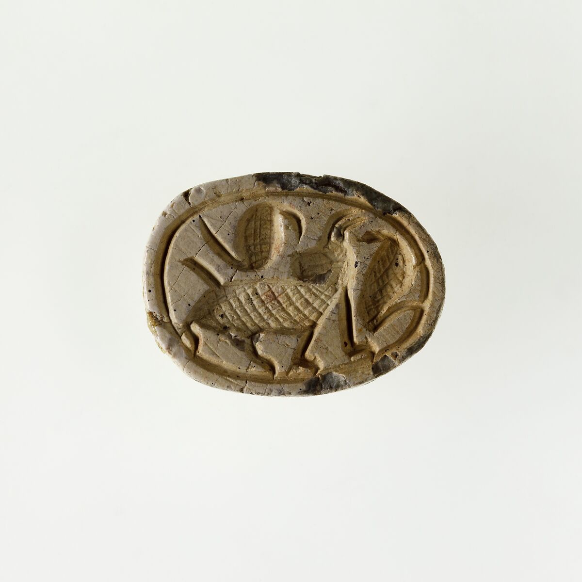 Scarab with Horned Animal and Uraei, Steatite