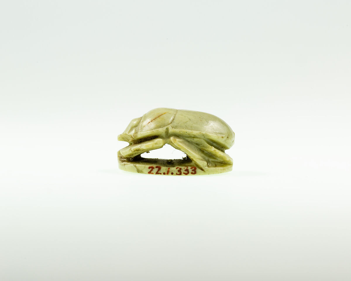Scarab with Inscription Referring to Osiris, Light greenish stone