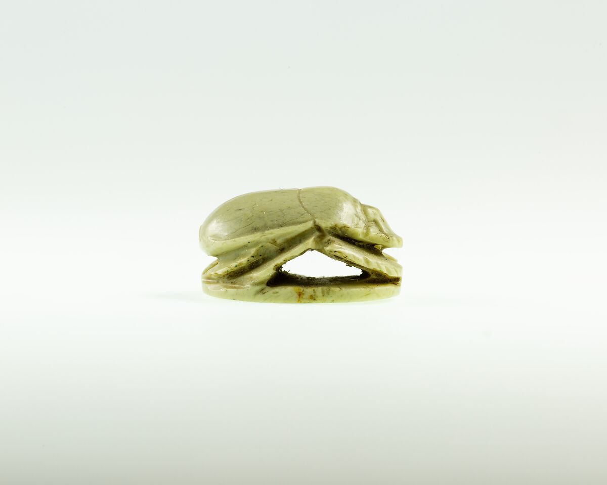 Scarab with Inscription Referring to Osiris, Light greenish stone