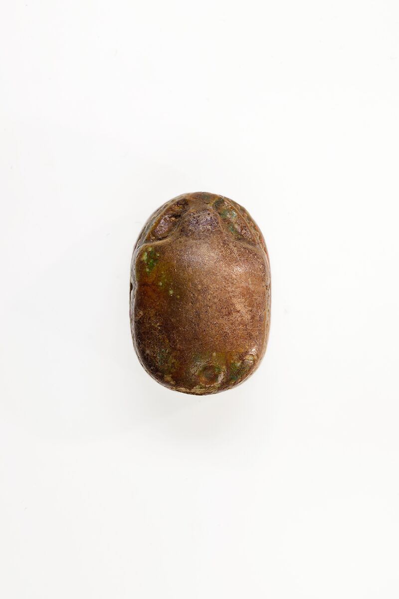 Scarab Inscribed with Hieroglyphs, Steatite, traces of green glaze