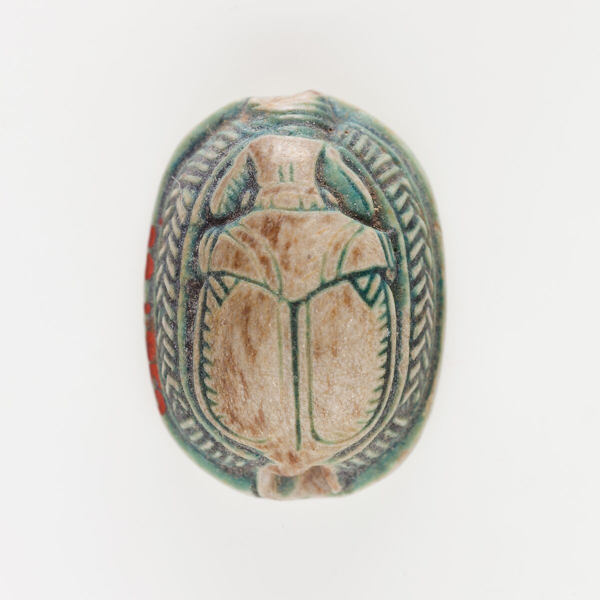 Scarab Inscribed with a Blessing Related to Amun-Re, Green glazed steatite