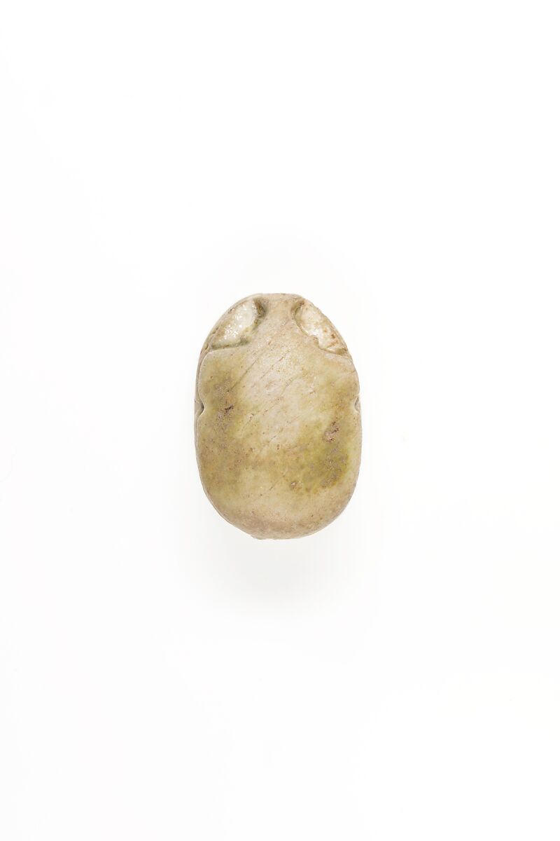 Scarab Inscribed with Hieroglyphs in a Rope Border, Steatite, traces of green glaze