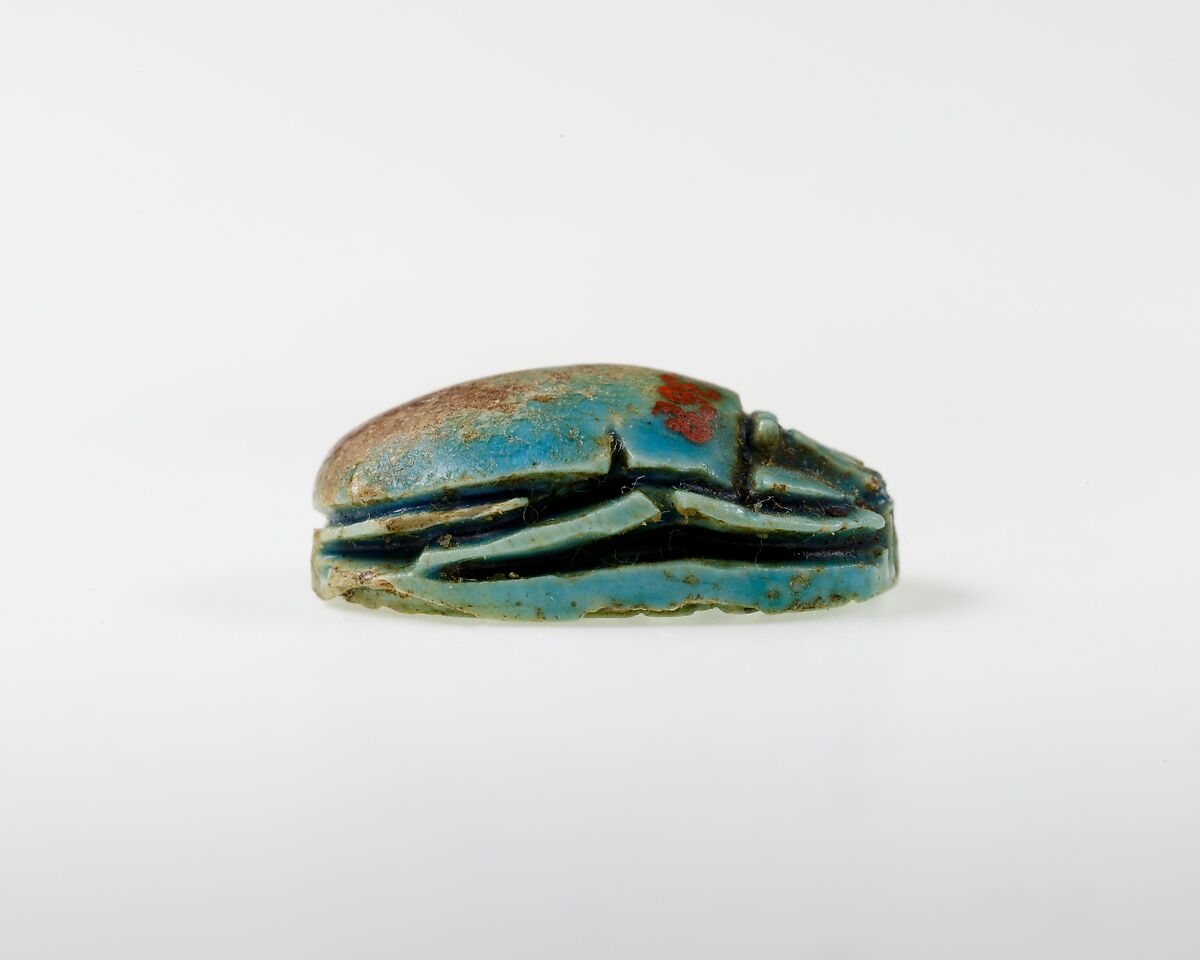 Scarab Incised with Hieroglyphs, Blue glazed steatite