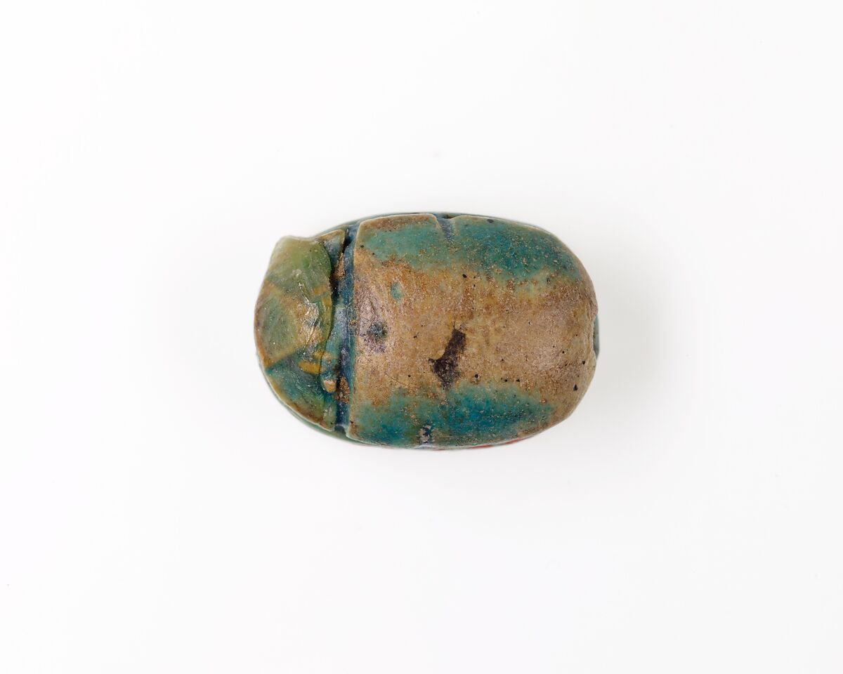 Scarab Inscribed with Hieroglyphs, Blue glazed steatite
