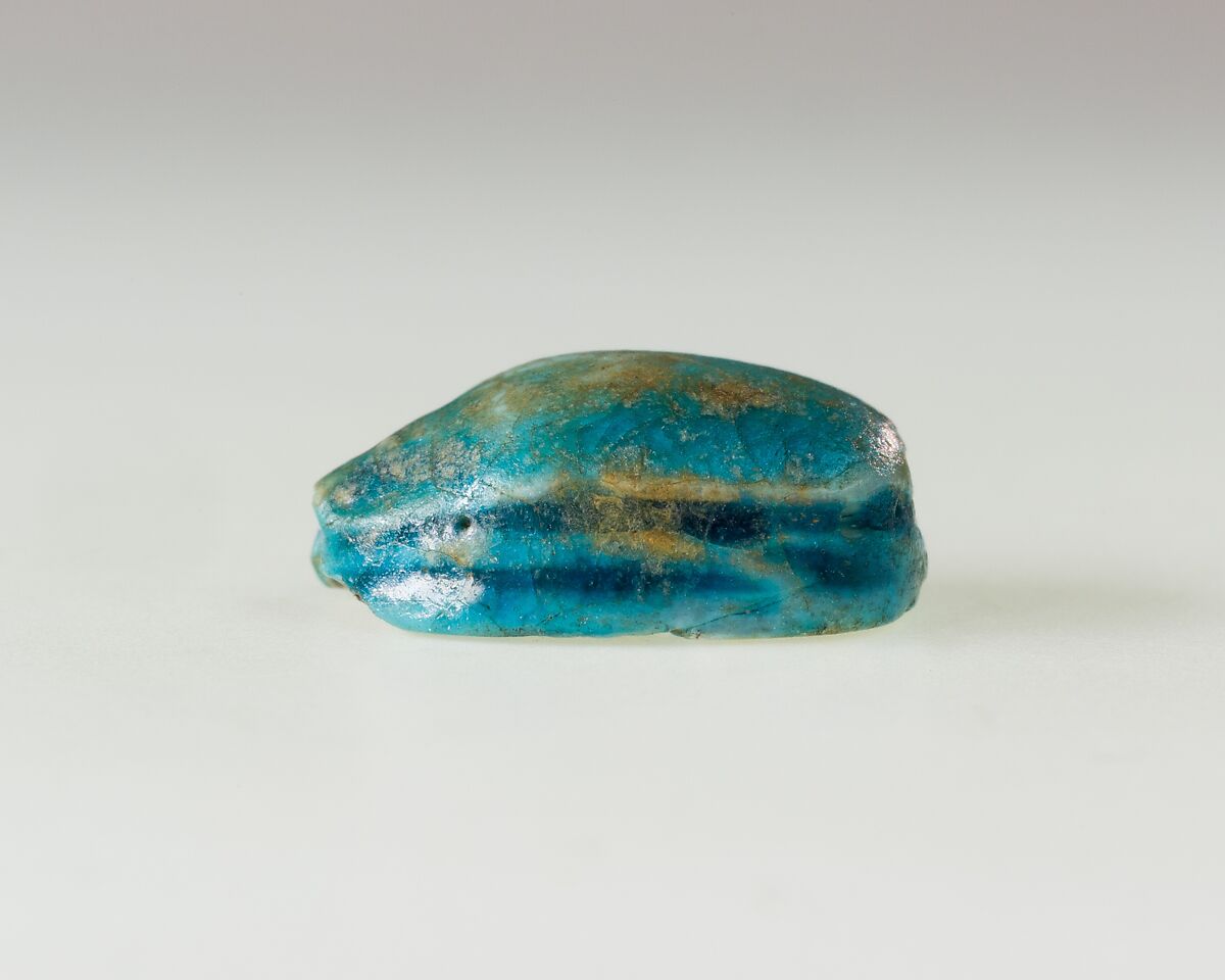 Scarab Inscribed with Hieroglyphs, Bright blue glazed steatite