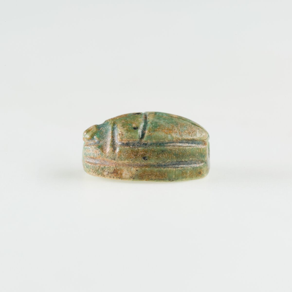 Scarab with Quadruped, Green glazed steatite