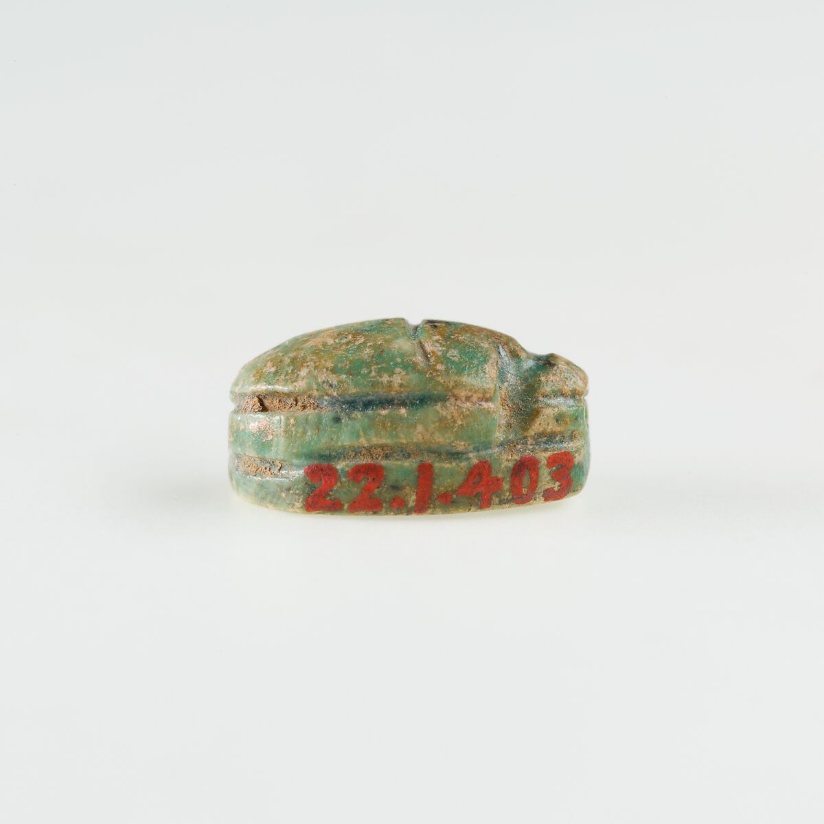 Scarab with Quadruped, Green glazed steatite