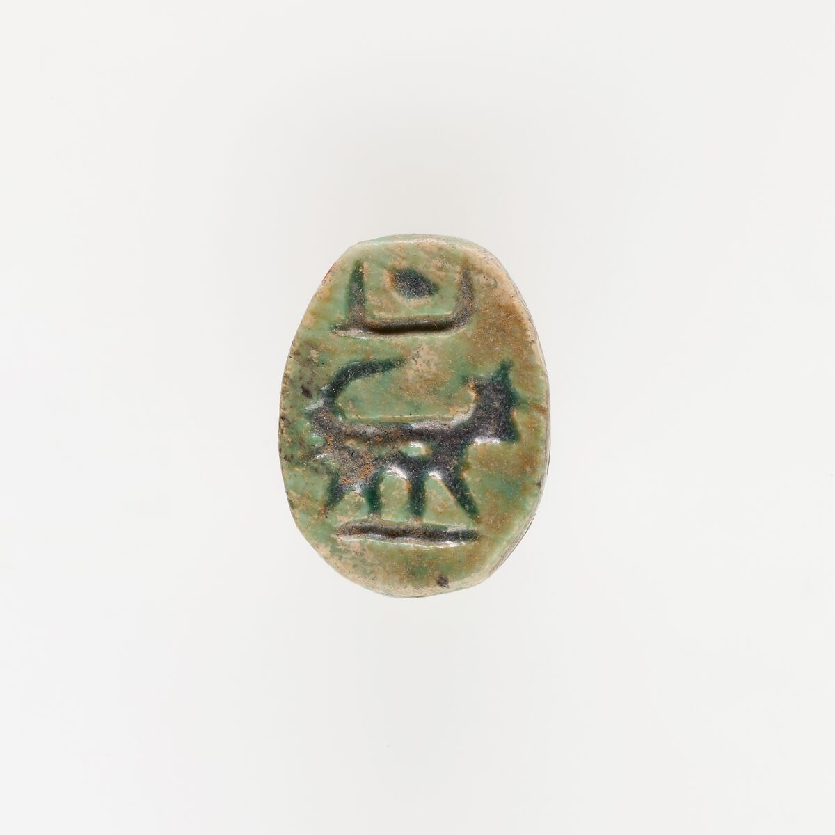 Scarab with Quadruped, Green glazed steatite 