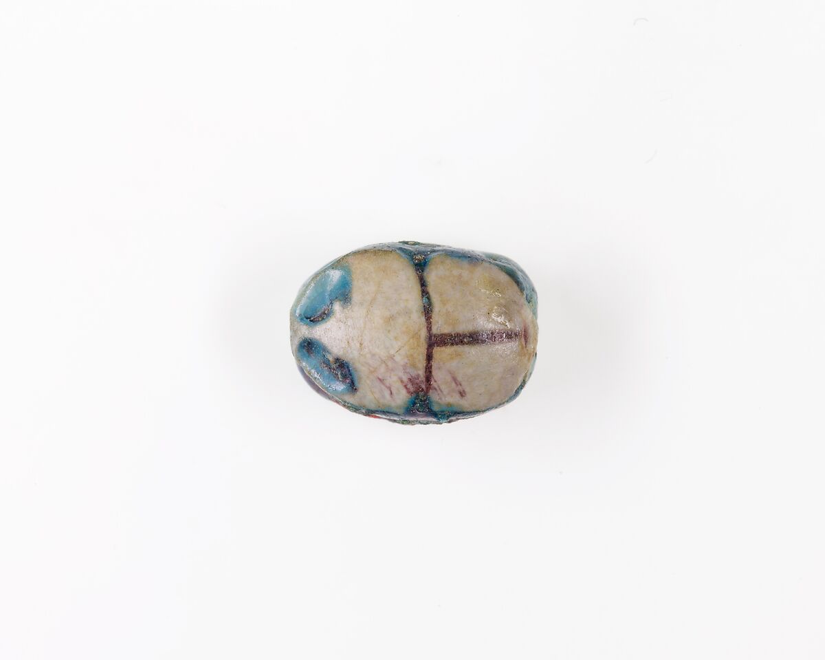 Scarab Inscribed with Hieroglyphs, Blue glazed steatite