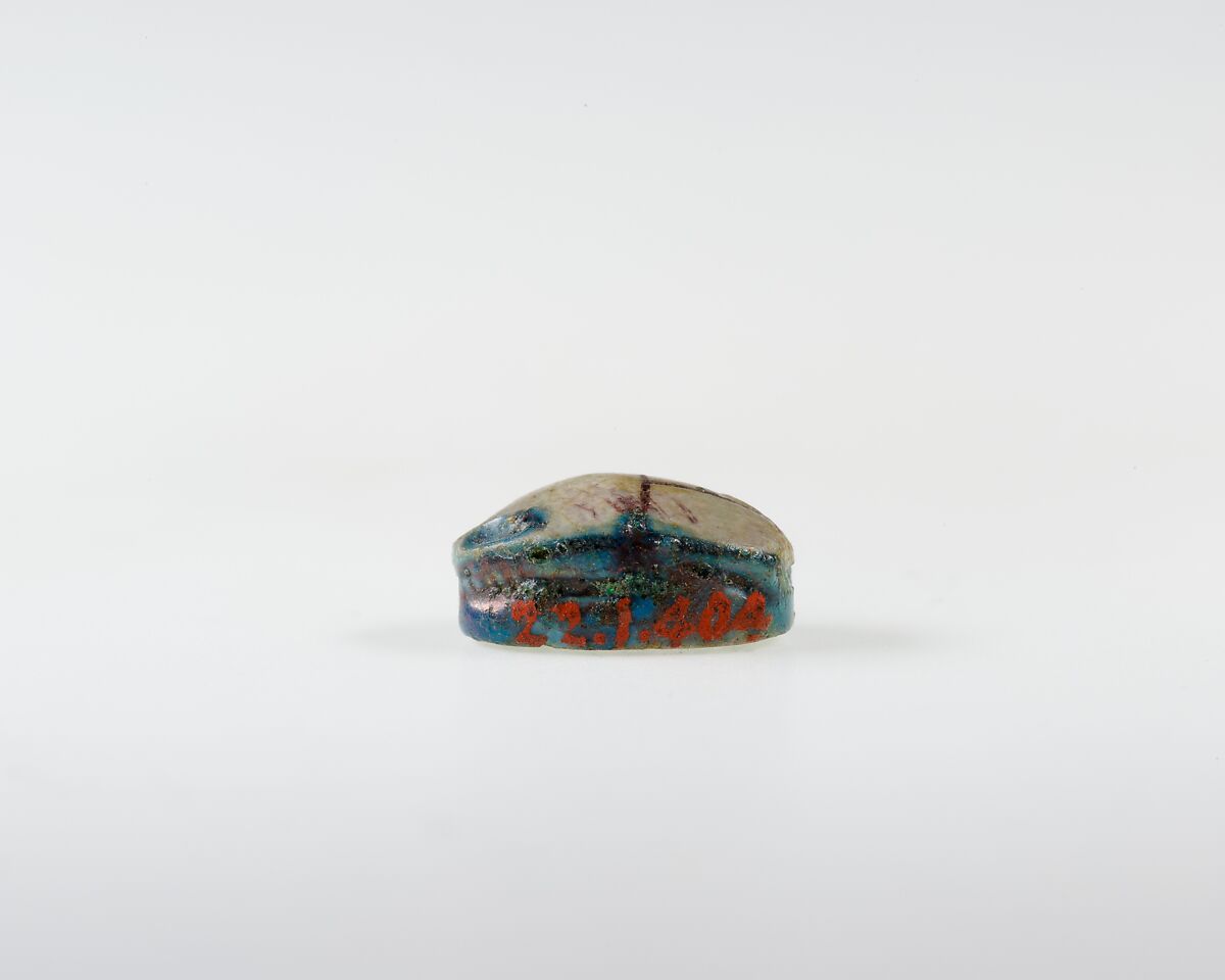 Scarab Inscribed with Hieroglyphs, Blue glazed steatite