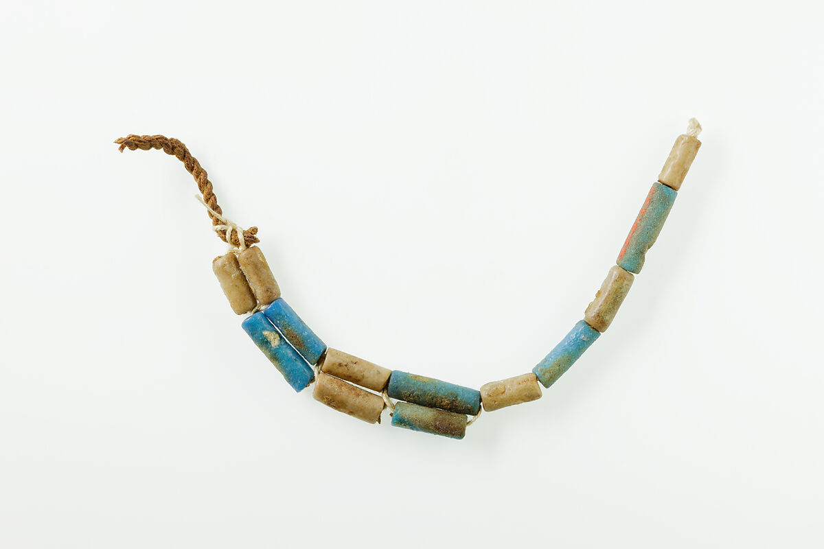 Bead anklet, Faience, linen thread 