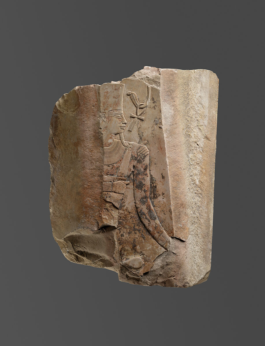 Relief fragment of Nebhepetre Mentuhotep, Limestone, paint