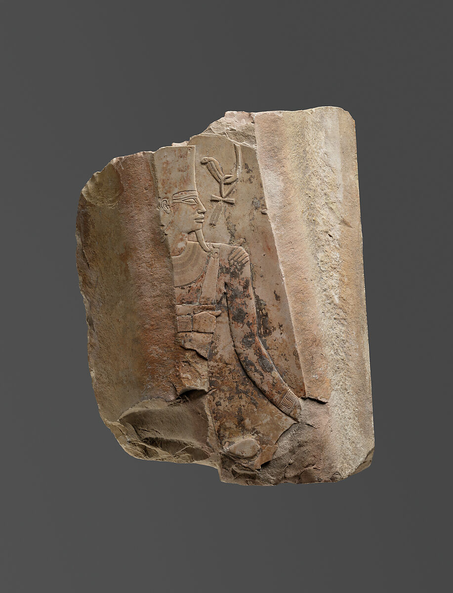 Relief fragment of Nebhepetre Mentuhotep, Limestone, paint 