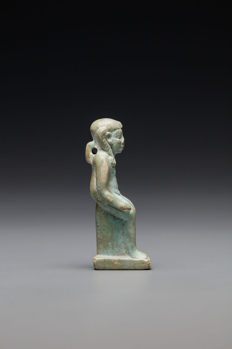 Harpokrates amulet, Faience, blue
