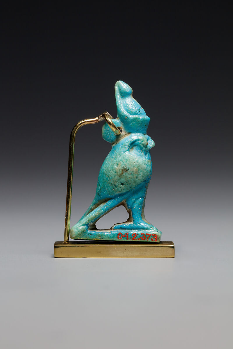 Horus amulet, Faience, blue