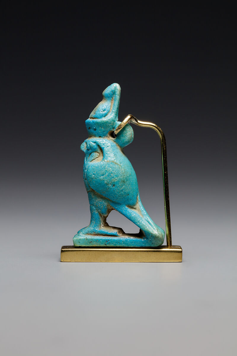 Horus amulet, Faience, blue