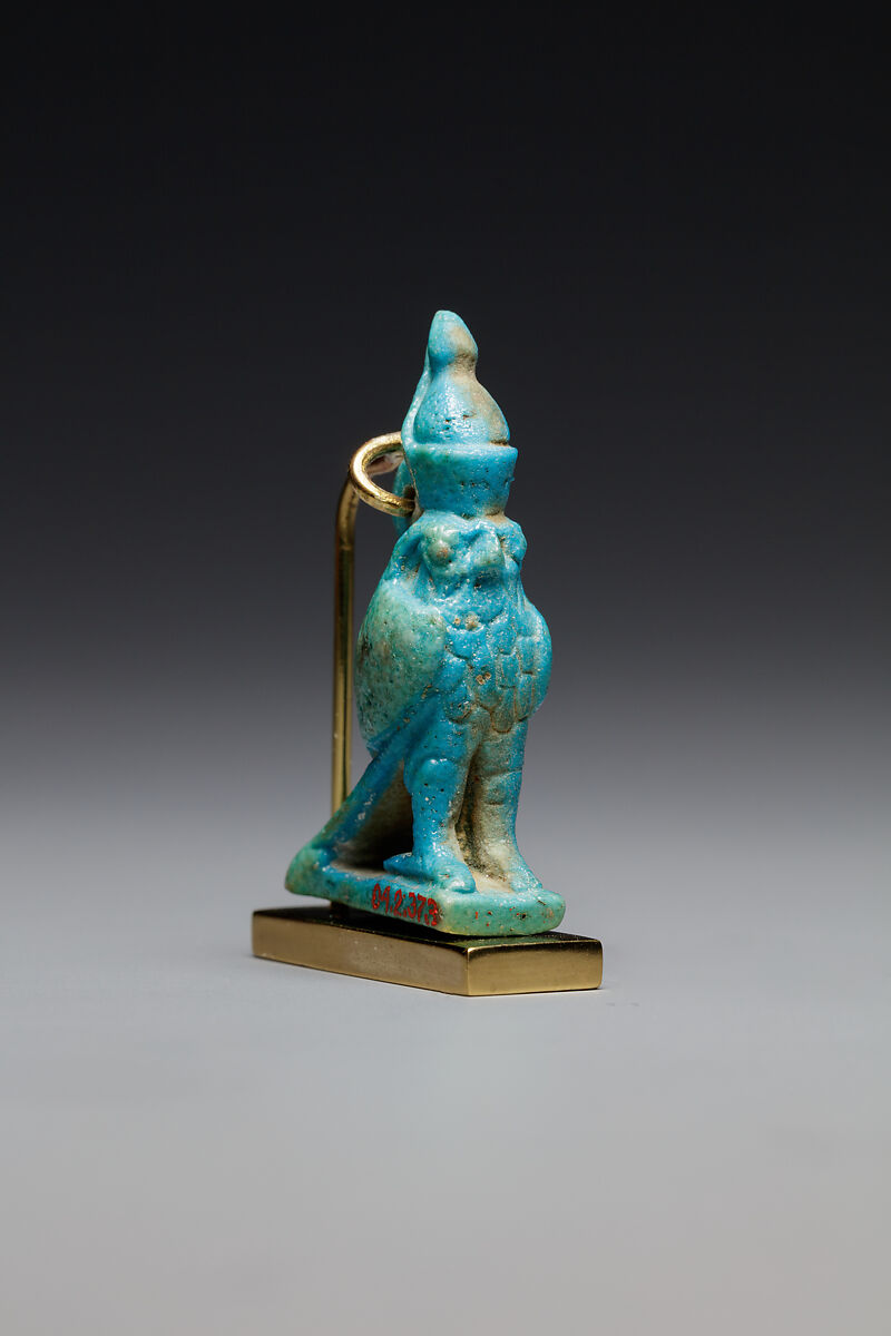 Horus amulet, Faience, blue