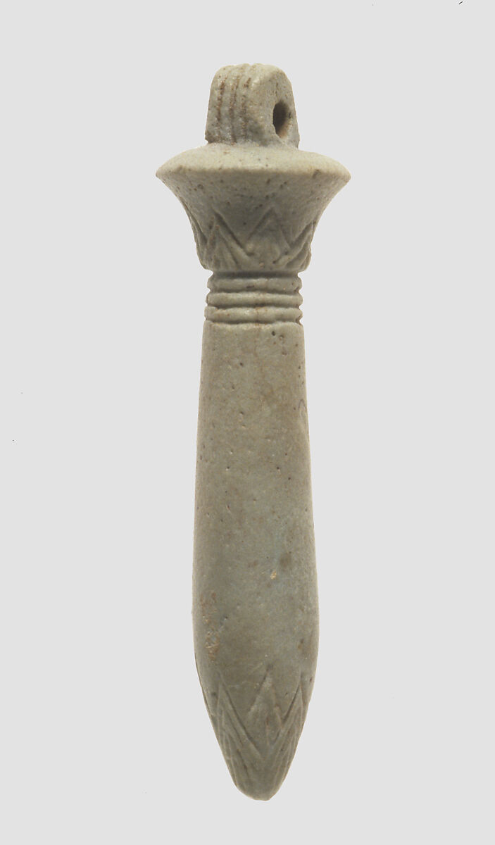 Papyrus column amulet, Faience