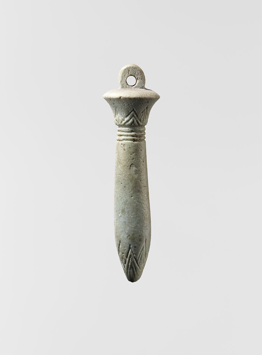 Papyrus column amulet, Faience