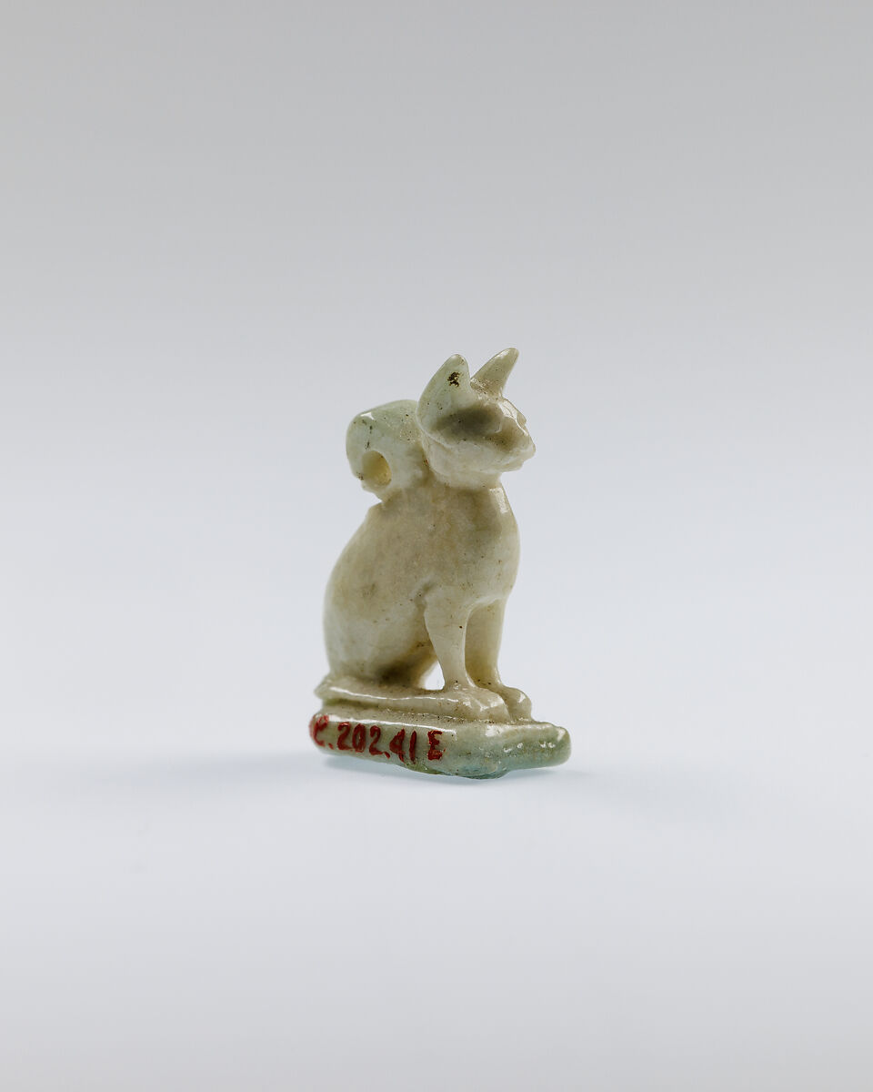 Cat amulet, Faience