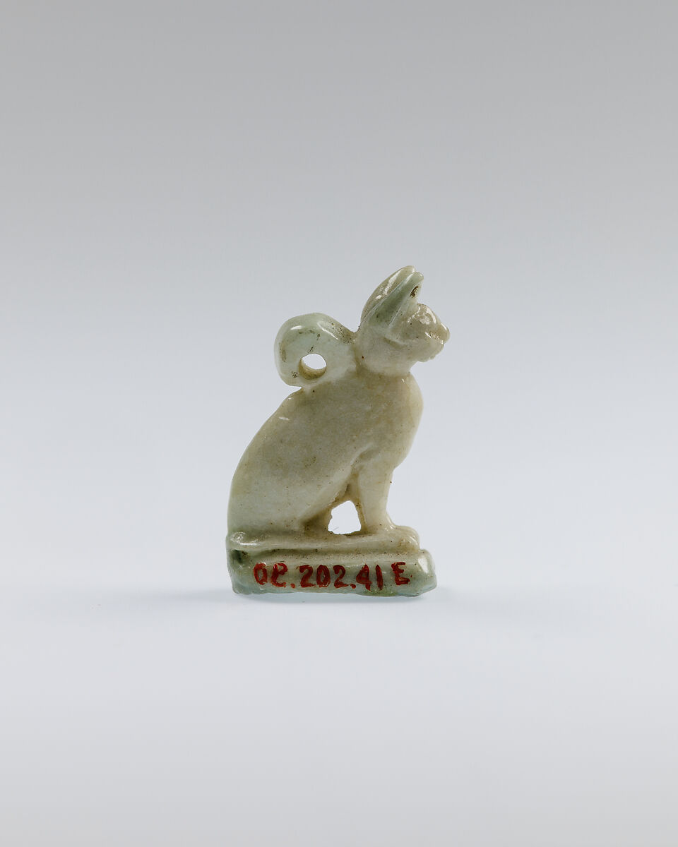 Cat amulet, Faience