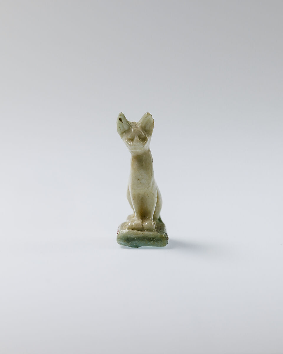 Cat amulet, Faience