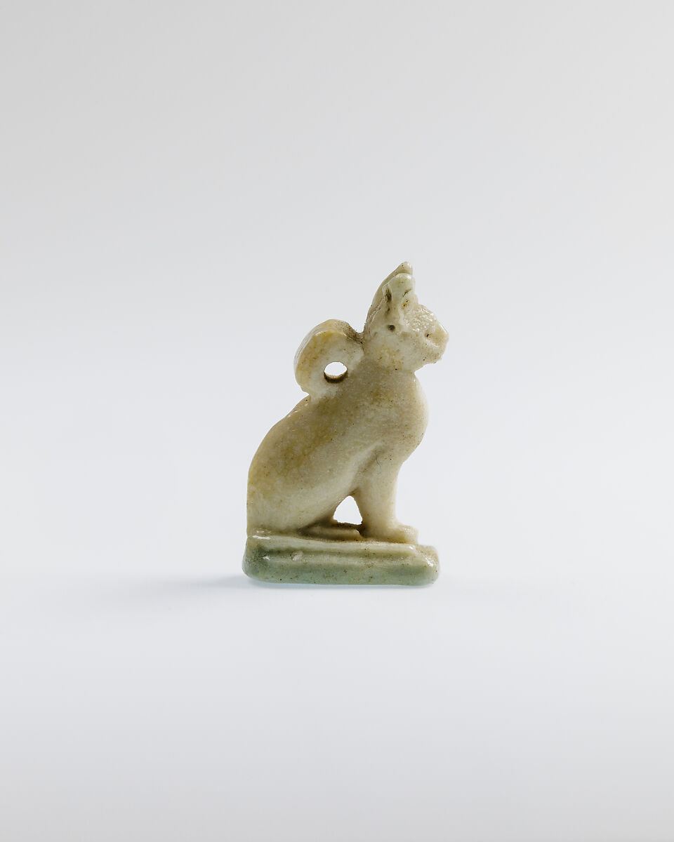 Cat amulet, Faience
