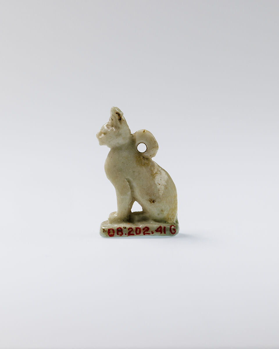 Cat amulet, Faience