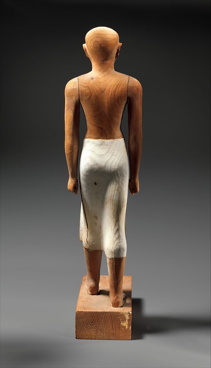 Statuette of the Steward Senbi, Wood, painted; copper alloy eye sockets, white crystal eye balls, black paste iris