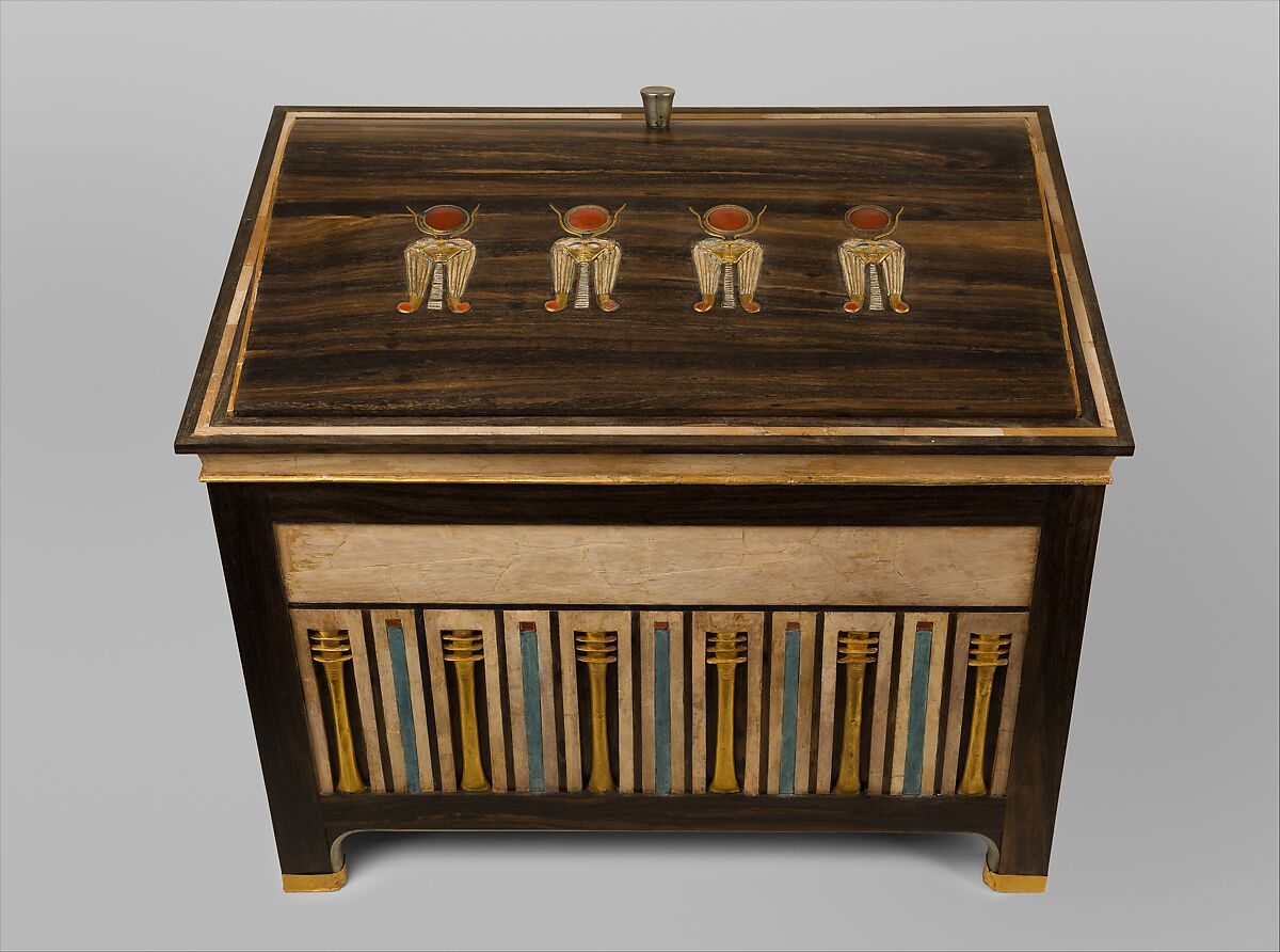 Jewelry chest of Sithathoryunet, Ebony, ivory, gold, carnelian, blue faience, silver