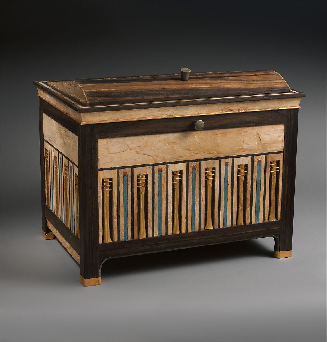 Jewelry chest of Sithathoryunet, Ebony, ivory, gold, carnelian, blue faience, silver