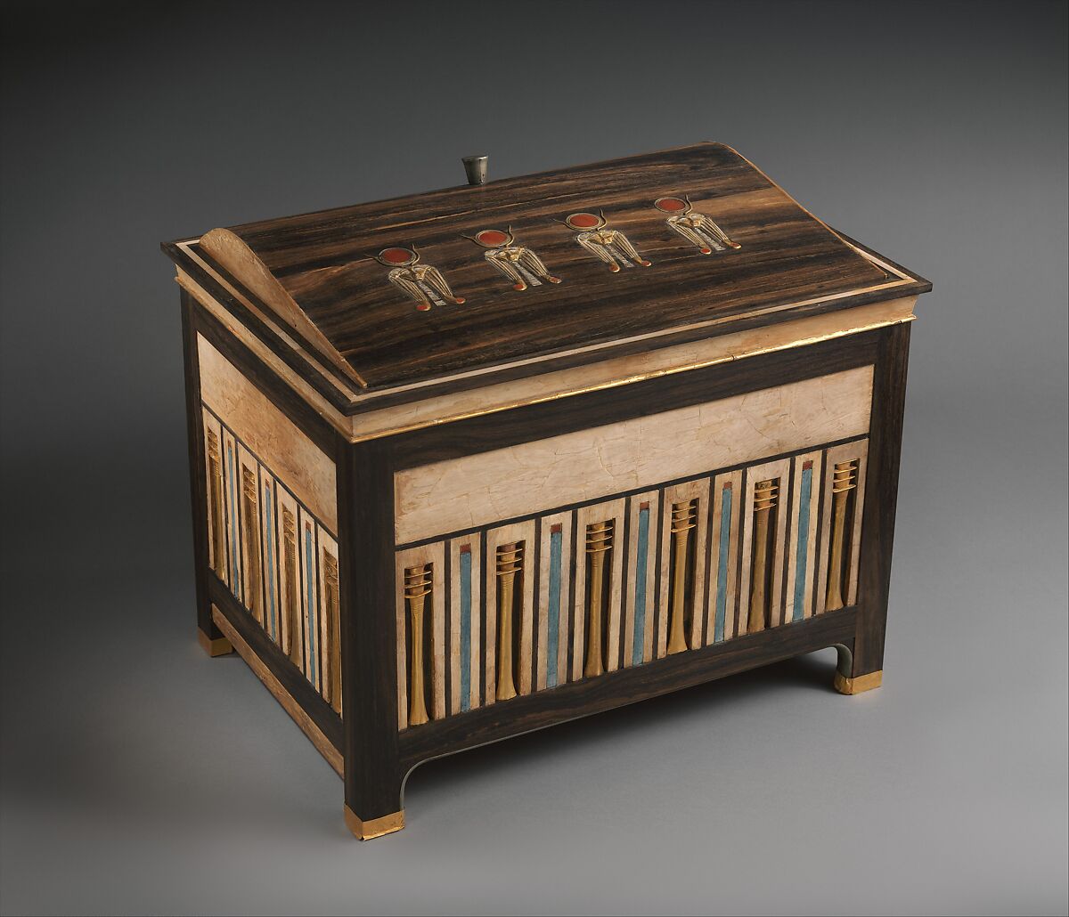 Jewelry chest of Sithathoryunet, Ebony, ivory, gold, carnelian, blue faience, silver