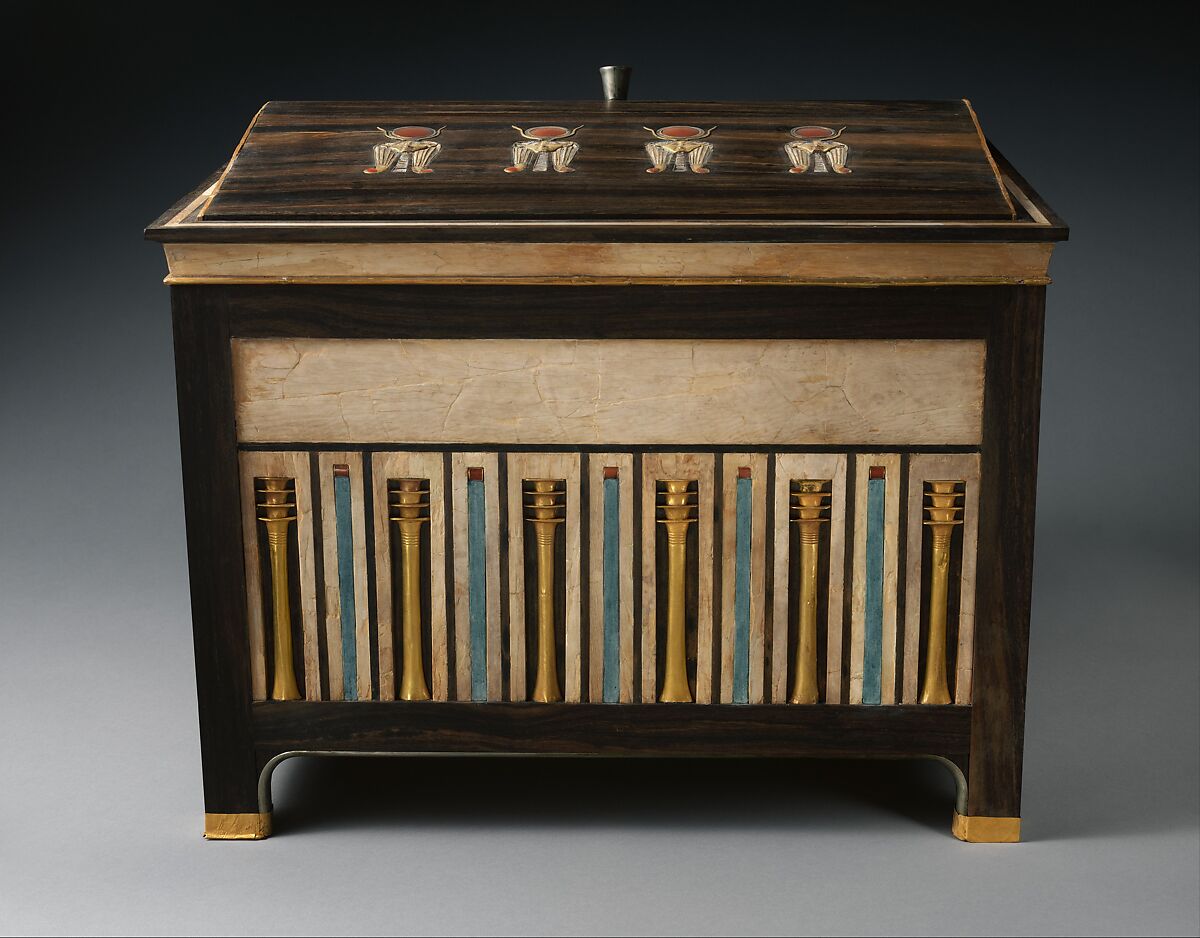 Jewelry chest of Sithathoryunet, Ebony, ivory, gold, carnelian, blue faience, silver