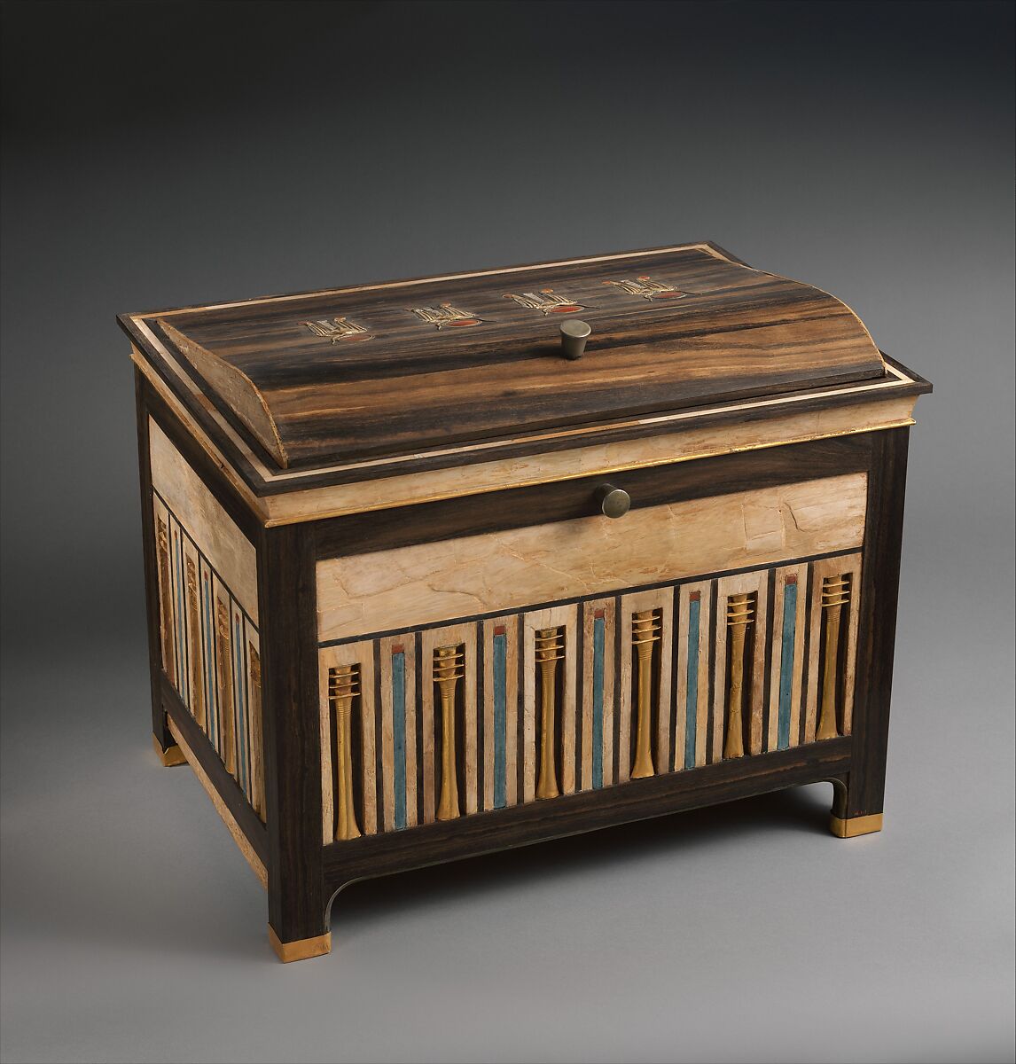 Jewelry chest of Sithathoryunet, Ebony, ivory, gold, carnelian, blue faience, silver