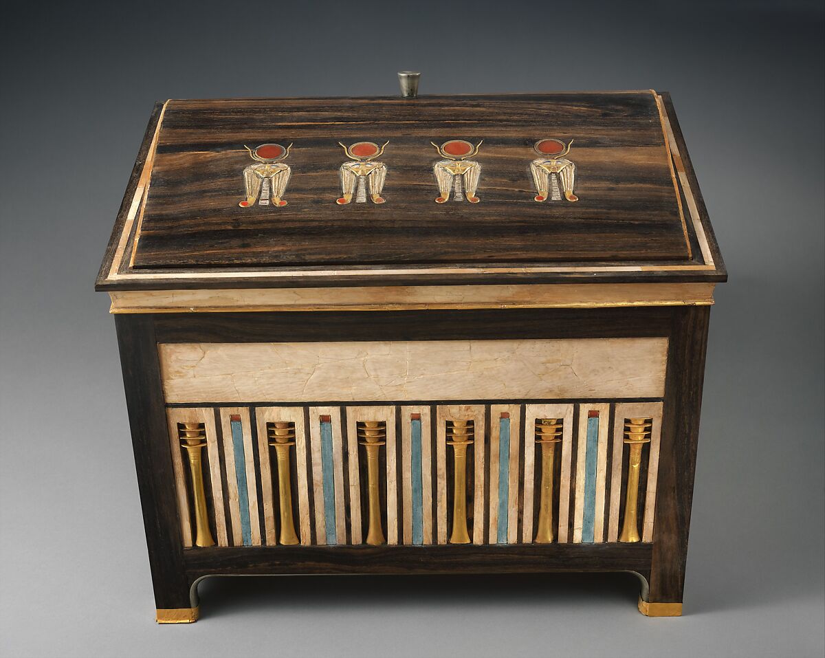 Jewelry chest of Sithathoryunet, Ebony, ivory, gold, carnelian, blue faience, silver