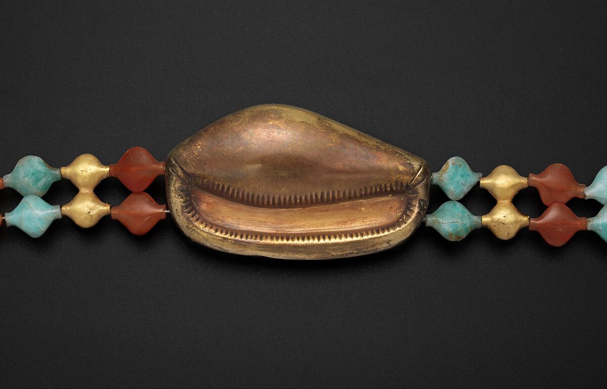 Cowrie Shell Girdle of Sithathoryunet, Gold, carnelian, feldspar, pellets of copper-silver alloy