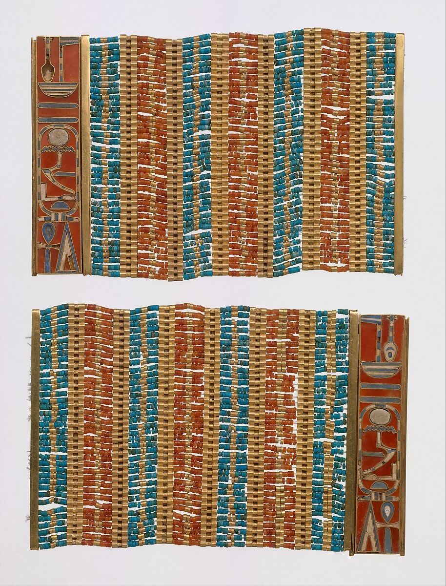 Broad Bracelet of Sithathoryunet, Gold, carnelian, turquoise, faience, Egyptian blue, lapis lazuli