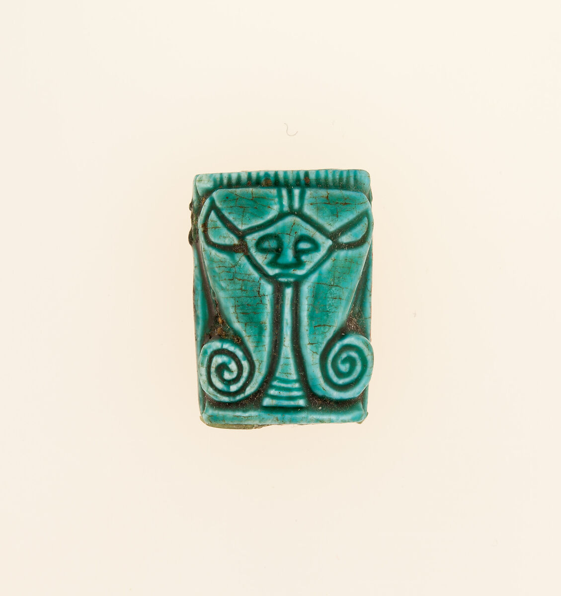 Plaque Bead with the Name of Amenhotep I, Head of Hathor on the Reverse ...