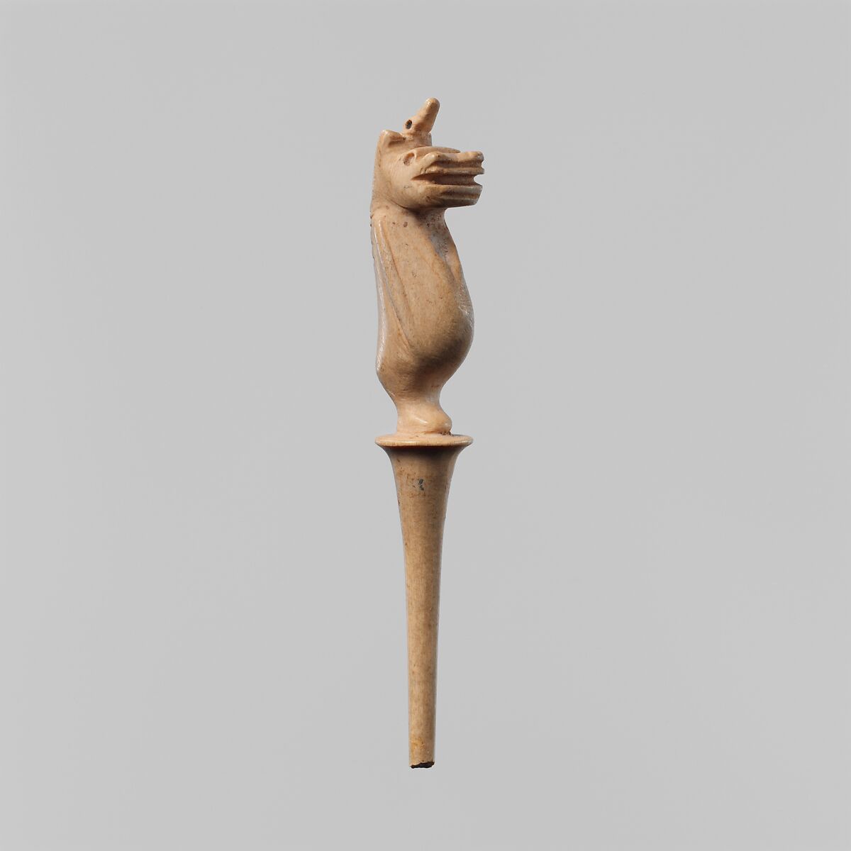 Hairpin with a Figure of a Hippopotamus, Bone 
