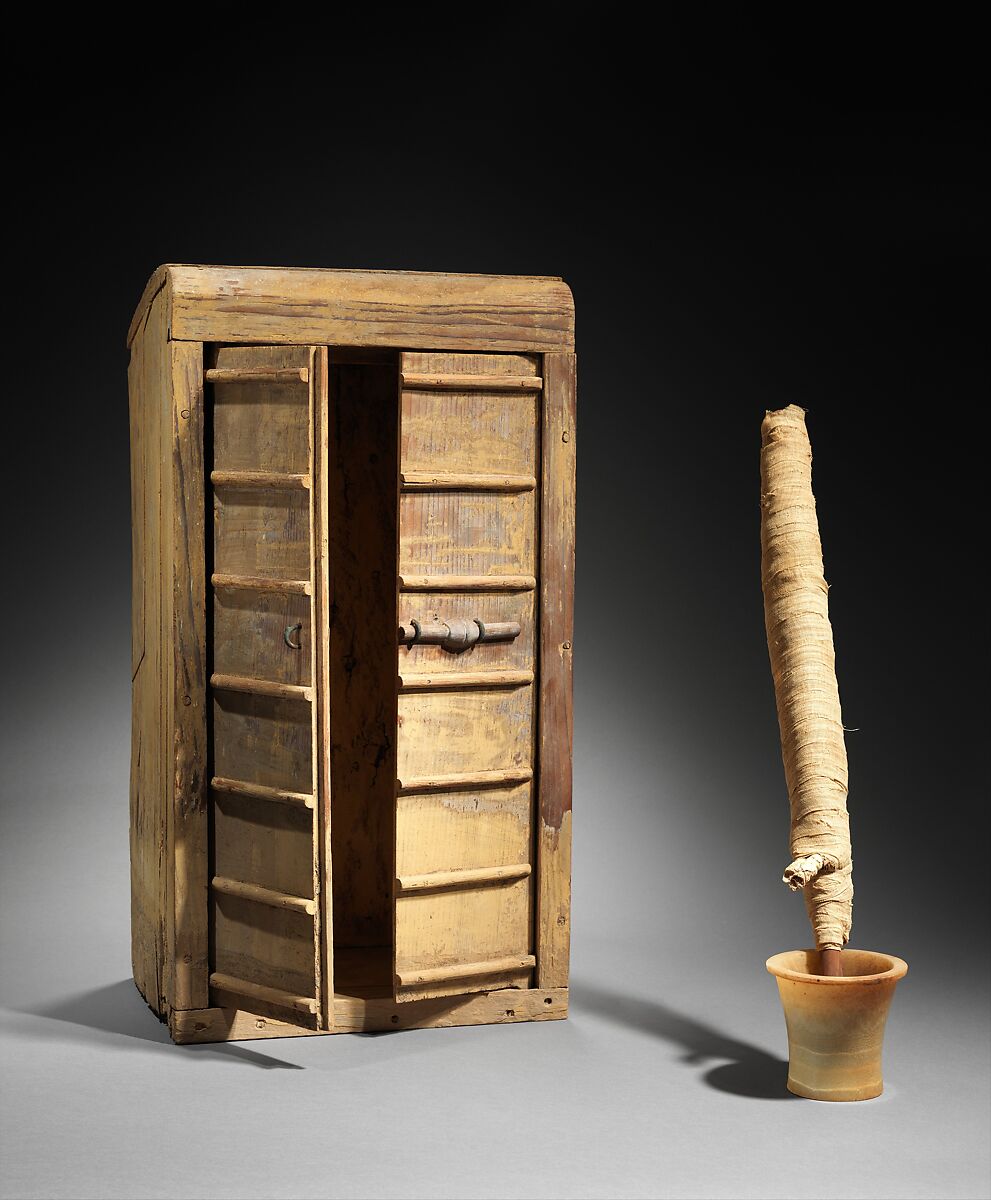 Anubis Fetish (Imiut), Travertine (Egyptian alabaster), cedar, ointment