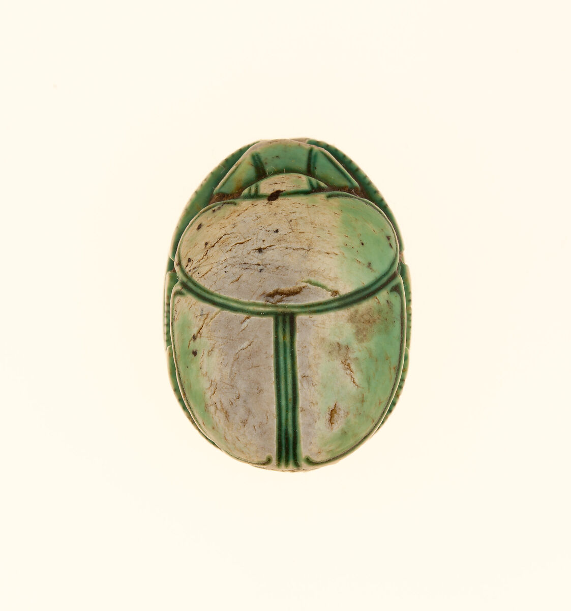 Scarab Inscribed With the Name Aakheperkare (Thutmose I), Green glazed steatite
