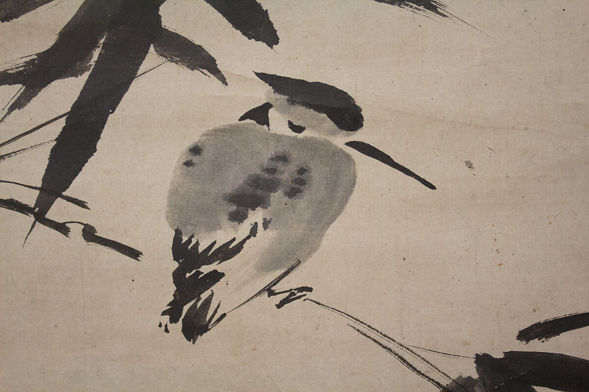 Kingfisher and Bamboo, Formerly attributed to Sesshū Tōyō 雪舟等楊 (Japanese, 1420–1506), Hanging scroll; ink on paper, Japan