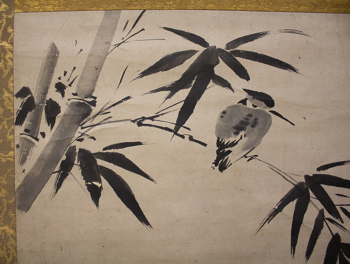 Kingfisher and Bamboo, Formerly attributed to Sesshū Tōyō 雪舟等楊 (Japanese, 1420–1506), Hanging scroll; ink on paper, Japan