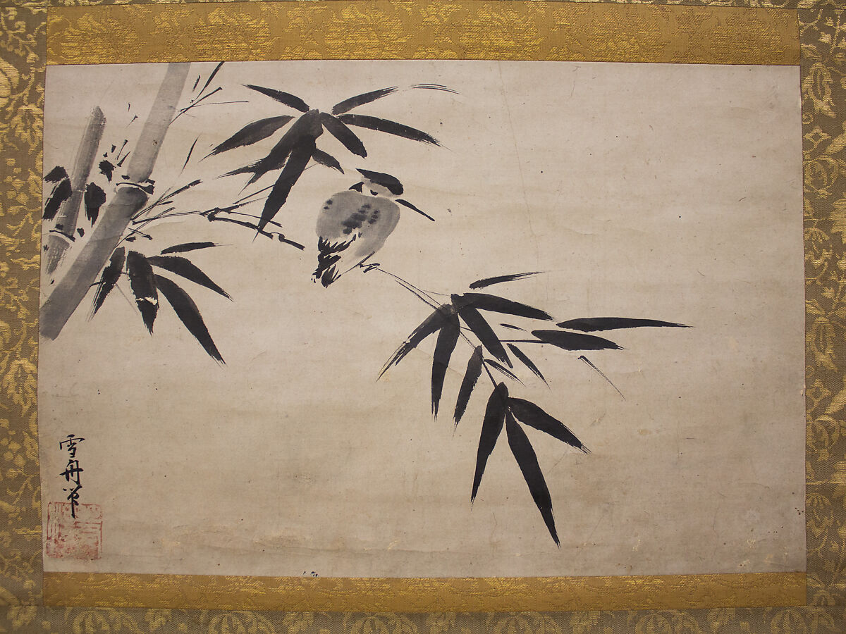 Kingfisher and Bamboo, Formerly attributed to Sesshū Tōyō 雪舟等楊 (Japanese, 1420–1506), Hanging scroll; ink on paper, Japan 