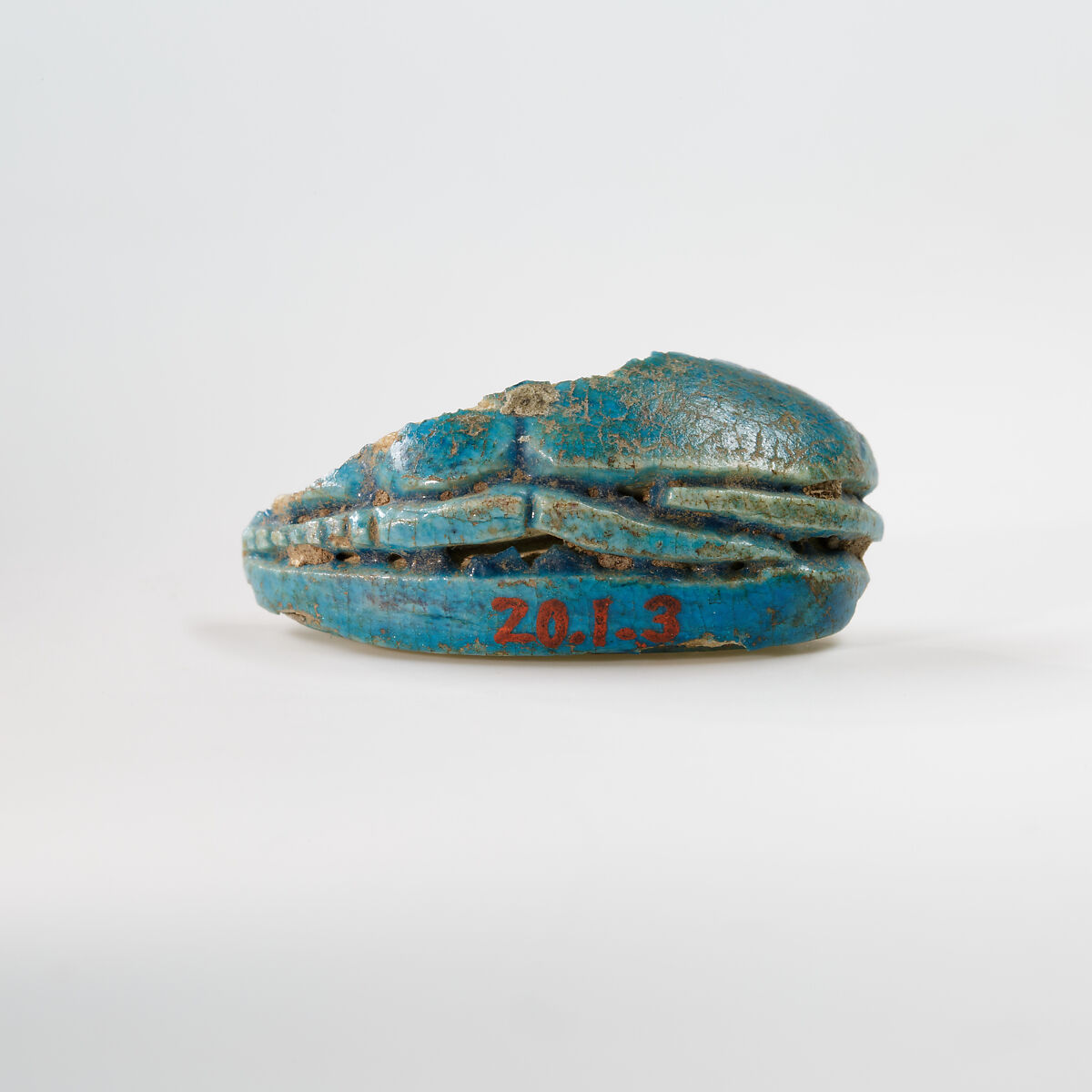 Part of a Scarab Inscribed for Neferhotep I, Bright blue glazed steatite