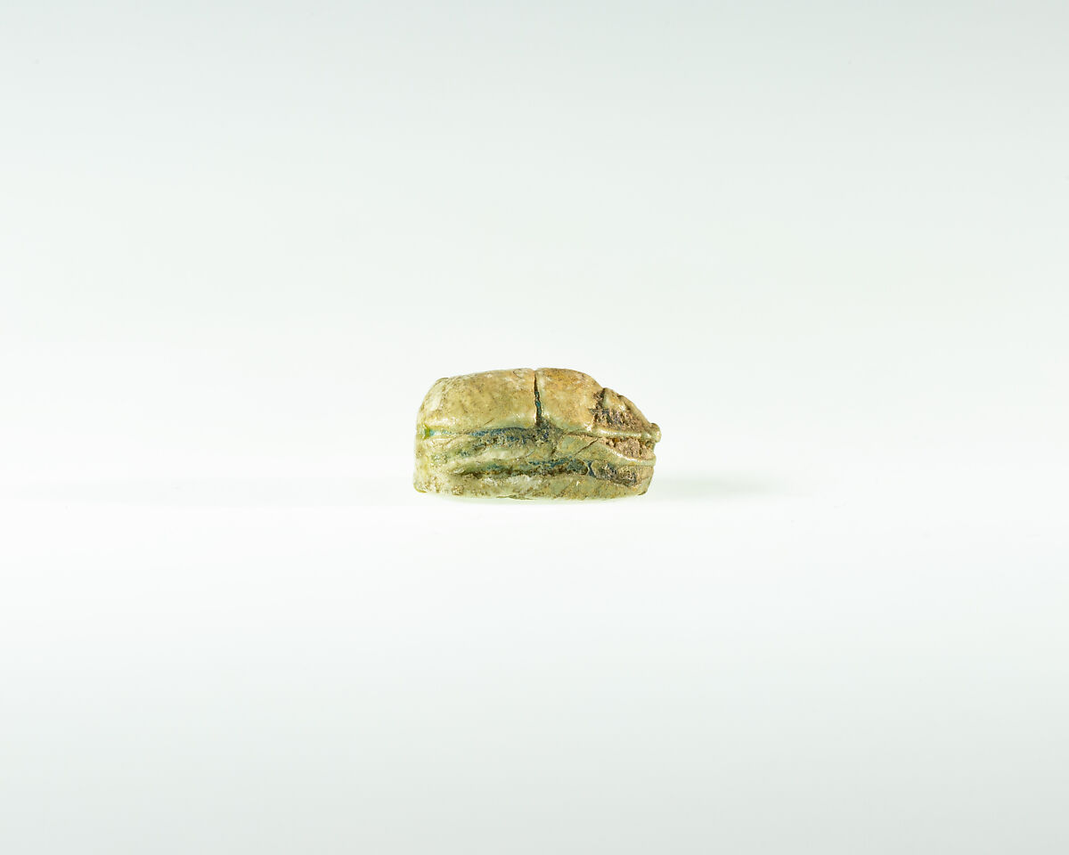 Scarab of Amenemhat III, Steatite, traces of green glaze