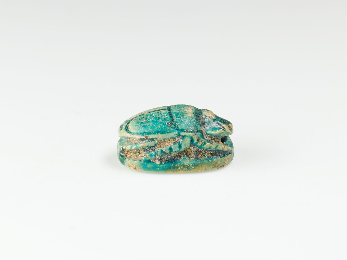 Scarab Inscribed with the Name of Ramesses II, Green glazed steatite