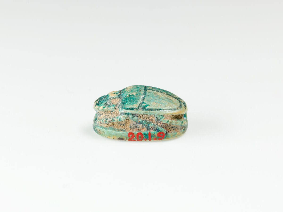 Scarab Inscribed with the Name of Ramesses II, Green glazed steatite