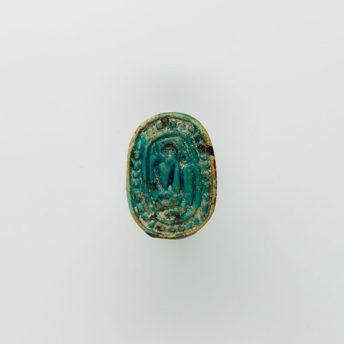 Scarab Inscribed with the Name of Ramesses II, Green glazed steatite 