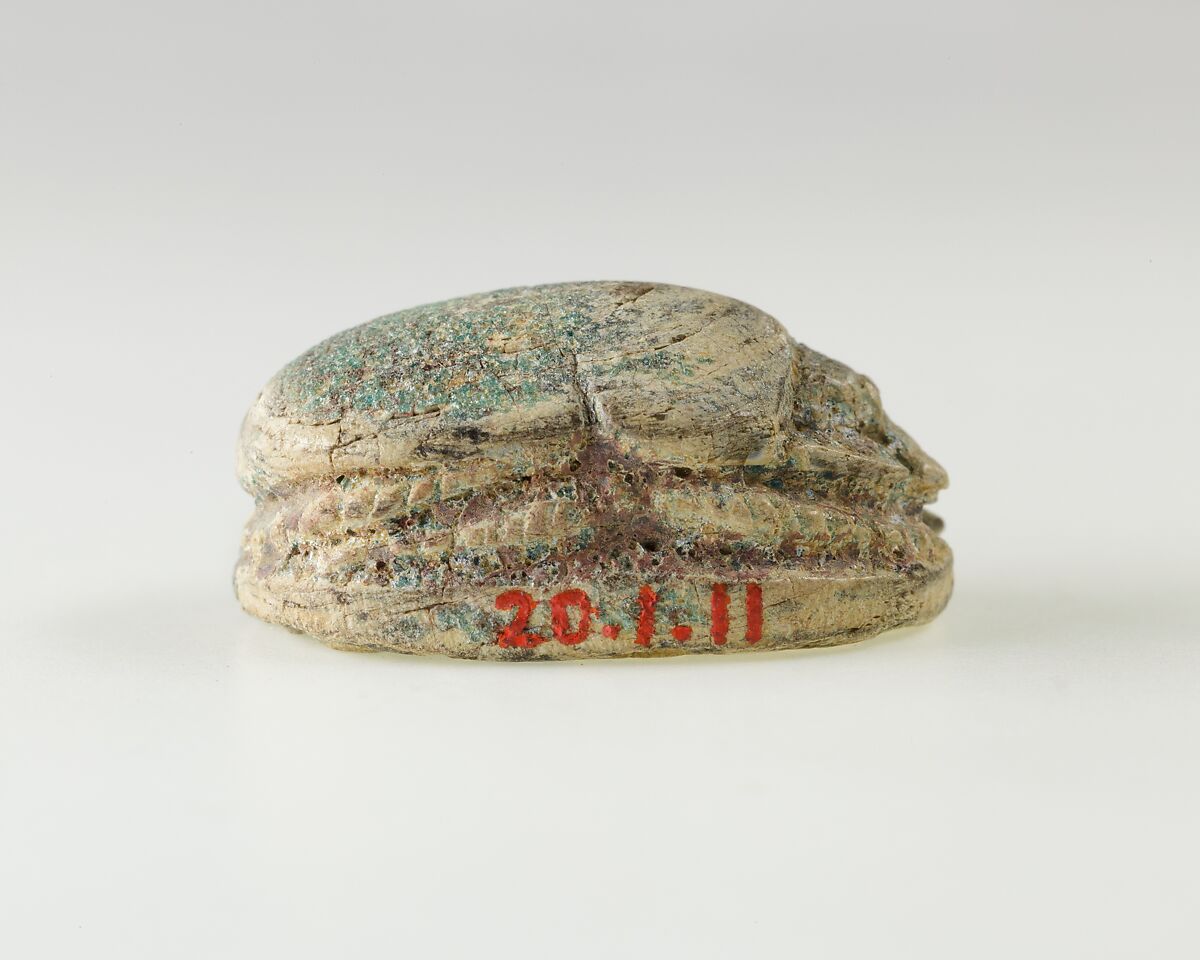 Scarab of the Lady Nebetwadjyt, Green glazed steatite